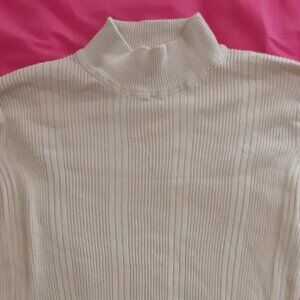 Jenny Beige ribbed mocked turtleneck sweater